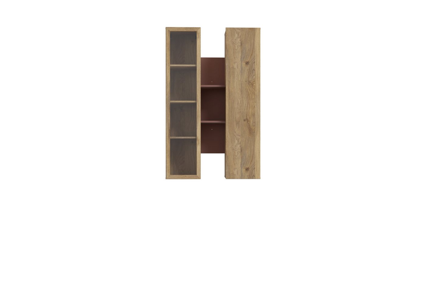 PREISBRECHER Hängevitrine BREATHTAKER 2 Türen, Terrakotta / Mauvella Eiche Dekor - 84,2x134,6x33,9cm (BxHxT) von PREISBRECHER