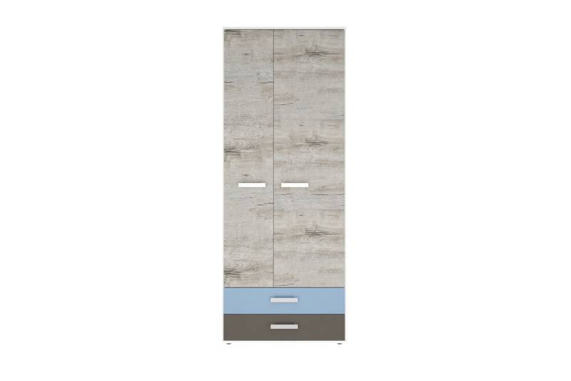 PREISBRECHER Kleiderschrank NONA 12 in Sandeiche Dekor-weiß-Lava-Denim von PREISBRECHER