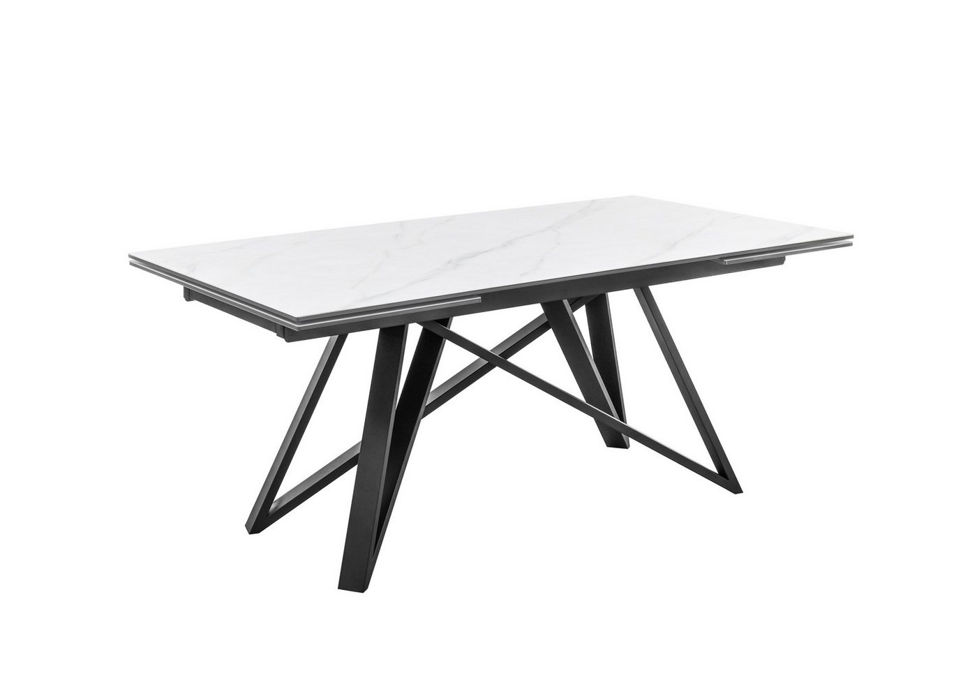 PREISBRECHER Kulissen-Esstisch Charly, ausziehbar, weiß, schwarz - 180/280x75x95 (BxHxT) von PREISBRECHER