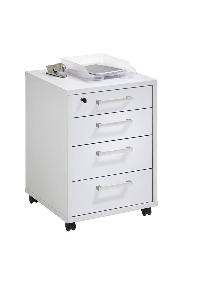 PREISBRECHER Rollcontainer CALVIA 4, in Brillantweiß - 48x65,5x49,5cm (BxHxT) von PREISBRECHER