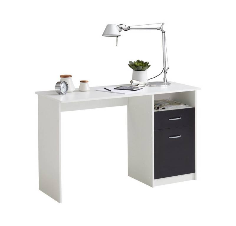 PREISBRECHER Schreibtisch JACKSON, in weiß-P-schwarz - 123x76,5x50cm (BxHxT) von PREISBRECHER