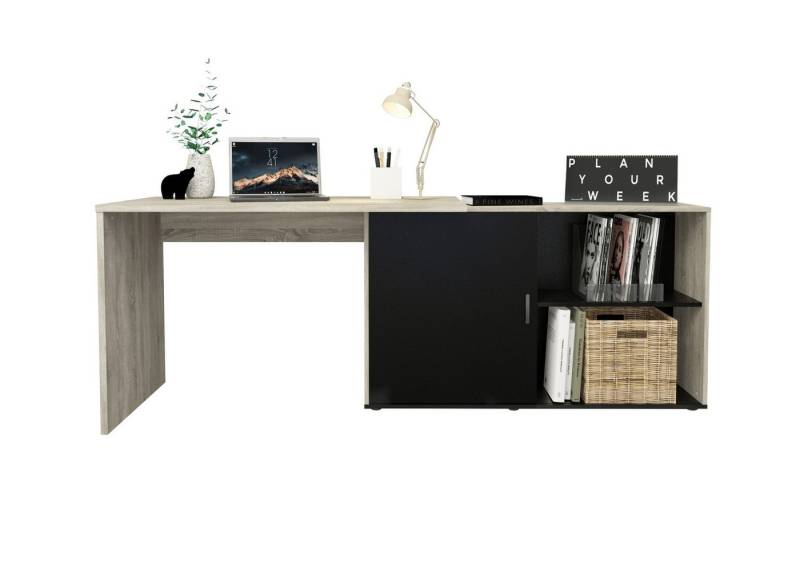 PREISBRECHER Schreibtisch VALLEY, in Eiche Dekor-schwarz Perl - 118x75x124,5cm (BxHxT) von PREISBRECHER