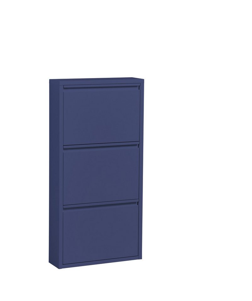 PREISBRECHER Schuhkipper Bert, 3 Klappen, 6 paar Schuhe, in blau, Metall - 51x104x16cm (BxHxT) von PREISBRECHER