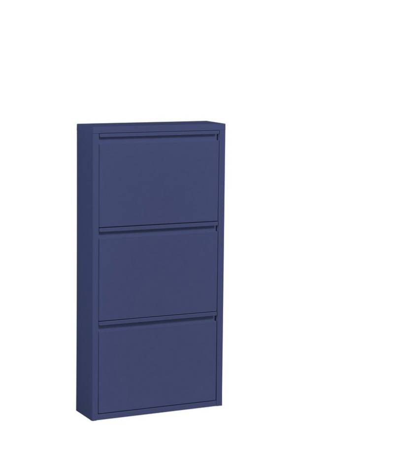 PREISBRECHER Schuhkipper Bert, 3 Klappen, 6 paar Schuhe, in blau, Metall - 51x104x16cm (BxHxT) von PREISBRECHER