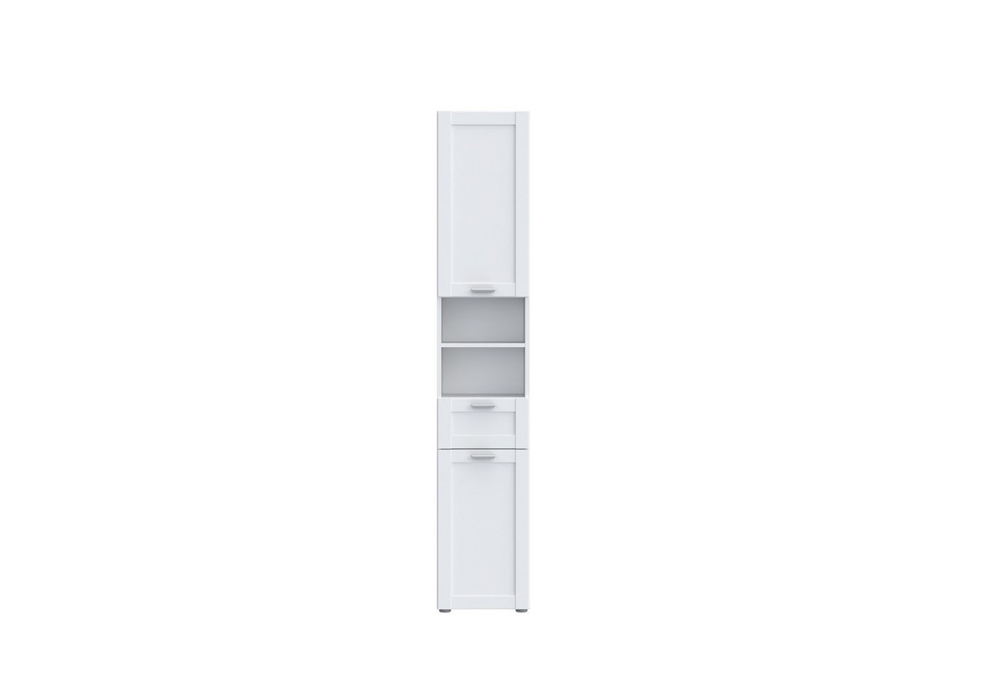 PREISBRECHER Seitenschrank LOKKO 2 Türen, 1 Schub, 2 Fächer, Weiss - 35,2x190,5x31,3cm (BxHxT) von PREISBRECHER
