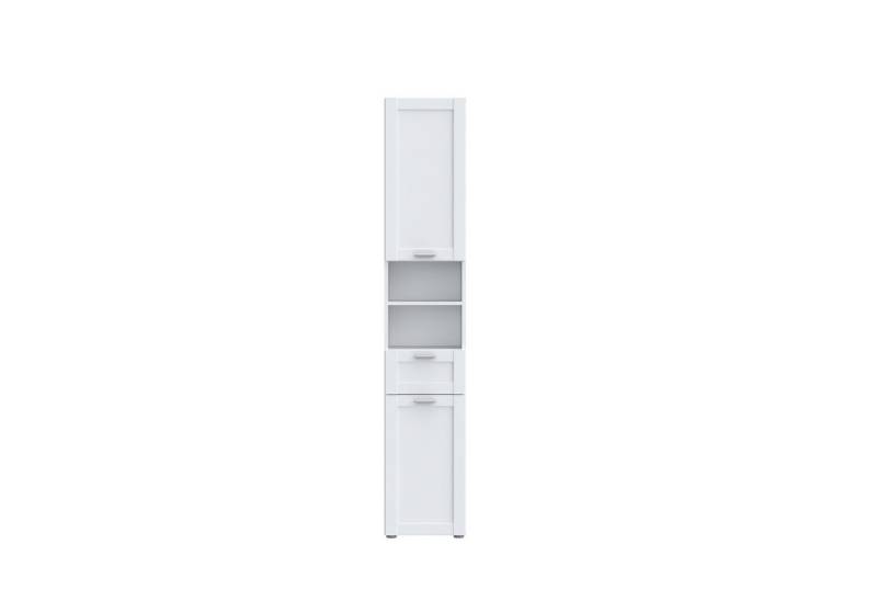 PREISBRECHER Seitenschrank LOKKO 2 Türen, 1 Schub, 2 Fächer, Weiss - 35,2x190,5x31,3cm (BxHxT) von PREISBRECHER