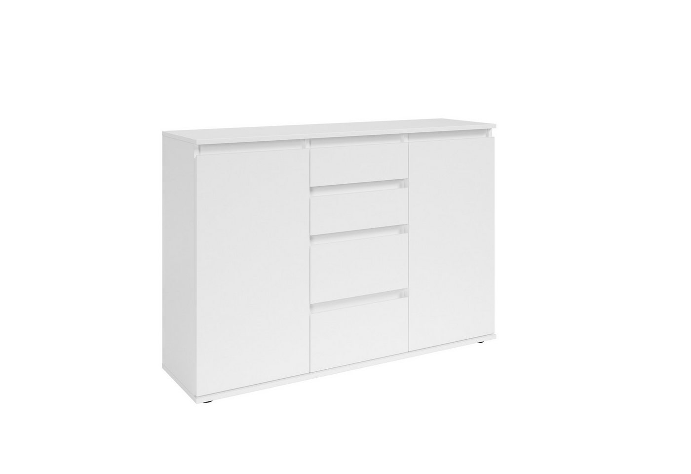 PREISBRECHER Sideboard Brest, 2 Türen, 4 Schübe, in weiß - 119x84x35cm (BxHxT) von PREISBRECHER