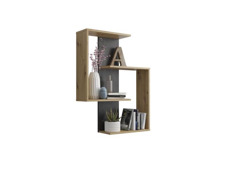 PREISBRECHER Wandregal KRETA, in Artisan Eiche Dekor-Matera - 44,5x77x44,5cm (BxHxT) von PREISBRECHER