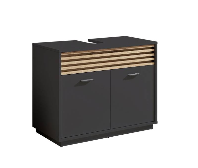 PREISBRECHER Waschbeckenunterschrank Liguria Anthrazit / Evoke Eiche Dekor - 80x64x40 (BxHxT) von PREISBRECHER