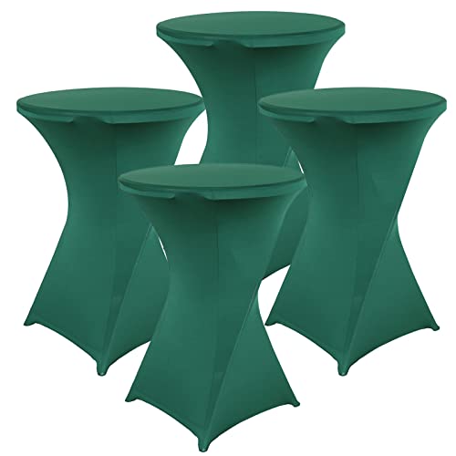 PRELGOSP 4er-Set Stehtischhusse, 60×110cm/80×110cm Stretch Stehtisch Hussen, Bistrotisch Tisch-überzug für Bistrotisch Stehtisch und Runde Stehtische,Dark Green,60x110cm von PRELGOSP