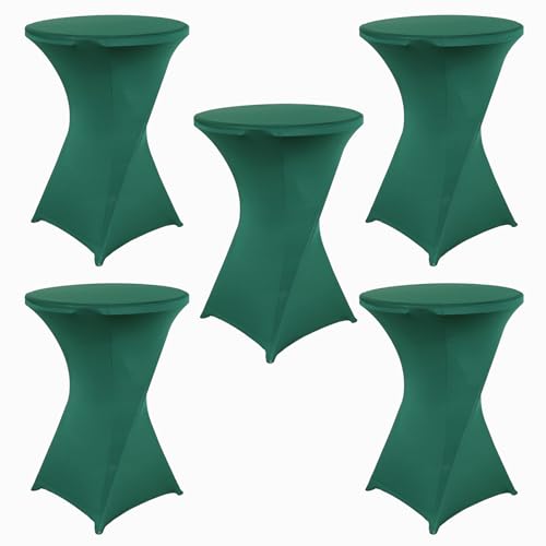 PRELGOSP 5er-Set Stehtischhusse, Bistrotisch Tisch-üBerzug, Stretch Husse Stehtisch für Bistrotisch Stehtisch und Runde Stehtische,Dark Green,80x110cm von PRELGOSP