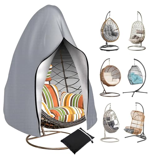 PRELGOSP Hängesessel Abdeckung mit Kordelzug, 210d Oxford Hängesessel Schutzhülle Wasserdicht Winddicht Uv-Beständig Reißfest,Grau,115x190cm von PRELGOSP