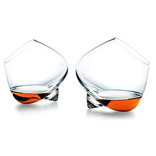 Wackelgläser, Transparent Weingläser Ohne Stiel, Tumbler Whiskygläser fur Spirituosen Bourbon Oder Scotch Geschenkset 201-300ml,2pcs von PRELGOSP