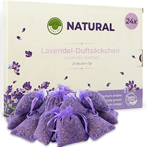 Natural Welt Lavendel Duftsäckchen Kleiderschrank 24x7g Duftsäckchen – Mottenschutz für Kleiderschrank, Raumduft – Lavendel getrocknet – Lavendelsäckchen von PREMIUM QUALITÄT NATURAL WELT