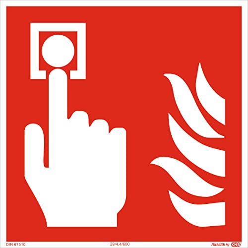 Aufkleber Brandmelder 200x200mm Brandschutzzeichen Schild nach ISO7010 und DIN67510 langnachleuchtend & selbstklebend von PREMIUM by KNS SCHILDER SYSTEME