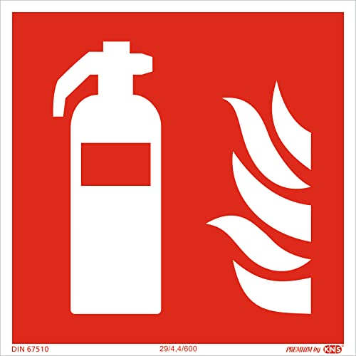 Aufkleber Feuerlöschersymbol 150x150 Brandschutzzeichen Symbolschild Schild nach ISO7010 und DIN 67510 langnachleuchtend & selbstklebend von PREMIUM by KNS SCHILDER SYSTEME