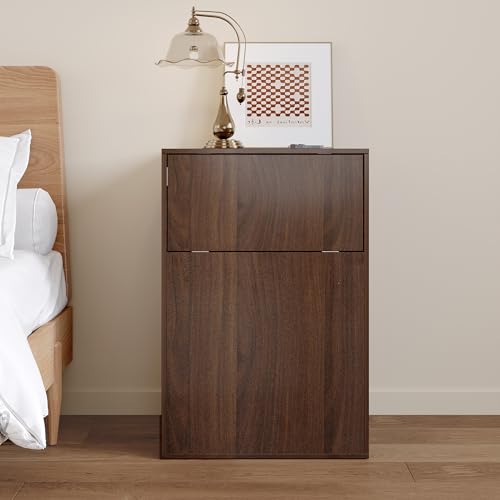 PREMTURE Kleiner Kleiderschrank mit Klapptür – Kommode mit Stauraum, 50 x 40 x 76 cm, Aufbewahrungsschrank in Dunkelbraun für Schlafzimmer, Flur oder Kinderzimmer, Schmaler Schrank mit Ablagefläche von PREMTURE