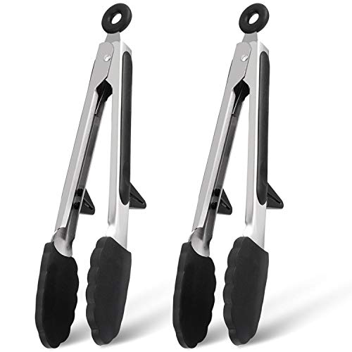 PREMYO 2er Set Küchenzange Silikon - Kochzange mit Standfuß - Grillzange Edelstahl Griff mit Klick-Verschluss PREMYO 2er Set Küchenzange Silikon - Kochzange mit Standfuß - Grillzange Edelstahl Griff mit Klick-Verschluss von PREMYO