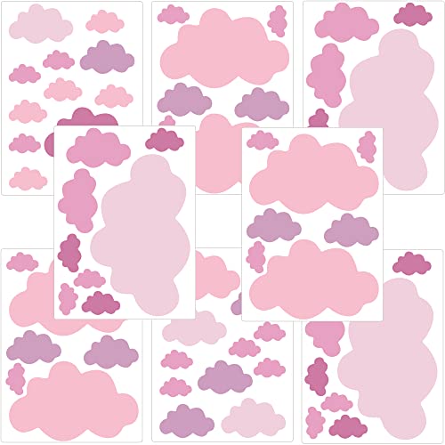 PREMYO 70 Wolken Wandsticker Kinderzimmer Mädchen Jungen - Wandtattoo - Wandaufkleber Selbstklebend Pastell Rosa von PREMYO