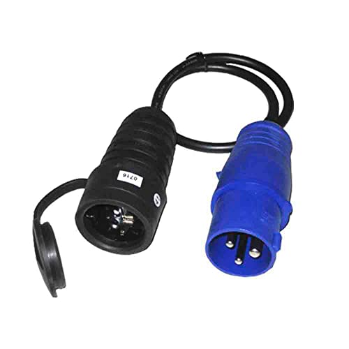 Cetac T-/TL-Stecker + Kabel 16 A 250 V, Adapter Cetac auf Schuko, Kabel 50 cm von PRENDELUZ