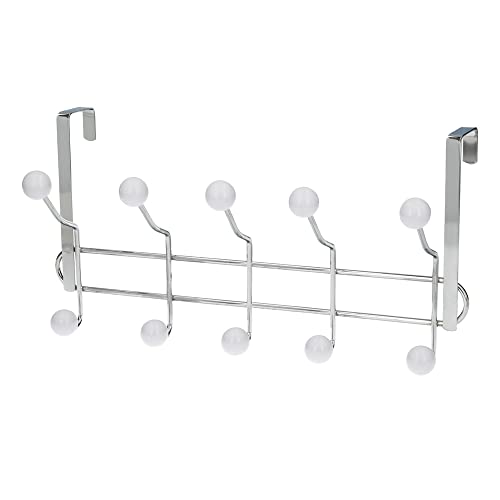 Garderobenleiste zum Aufhängen an der Tür mit 5/10 Haken, verchromtes Finish und weißem Finish, ideal für die Maximierung des Platzes. von PRENDELUZ