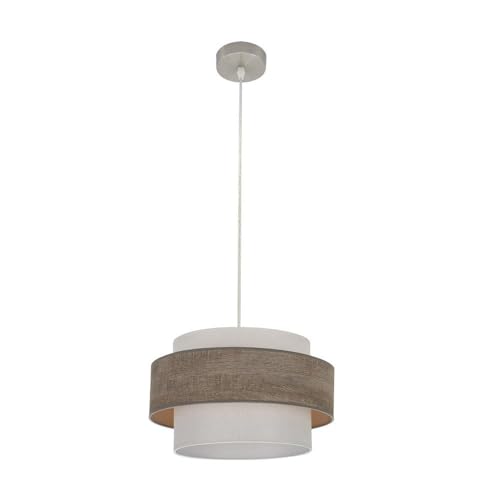 PRENDELUZ 1 x e27 Hängeleuchte, Nickel/Holz, Grau, Maße Regx40 x 40 cm, ideal für dekorative Beleuchtung und den Einsatz in Häusern oder gewerblichen Räumen. von PRENDELUZ