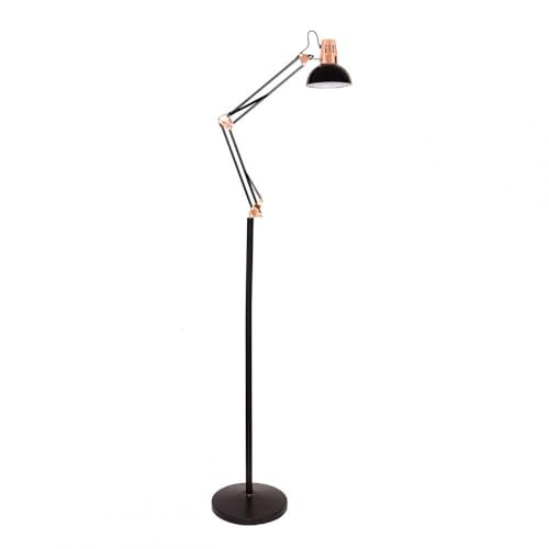 PRENDELUZ Bewegliche Stehleuchte mit Sockel 180 x 28 x 28 cm, E27-Fassung, schwarzes und kupferfarbenes Finish, ideal für die Beleuchtung in Büros oder zu Hause. von PRENDELUZ