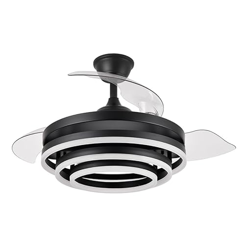 PRENDELUZ Deckenventilator Modern Schwarz DC Motor 3 Flügel 6 Geschwindigkeit Deckenventilator Deckenventilator von PRENDELUZ