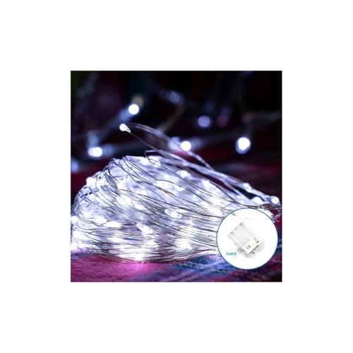 PRENDELUZ LED-Lichterkette, Kupferdraht, Batterie 3 AA, kaltweiß, Länge 10 m, ideal für Innen- und Außendekoration. von PRENDELUZ