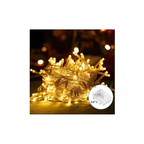 PRENDELUZ LED-Lichterkette, flach, batteriebetrieben, 3 AA-Batterien, 2 m lang, warmweißes Licht, ideal für Innendekoration. von PRENDELUZ
