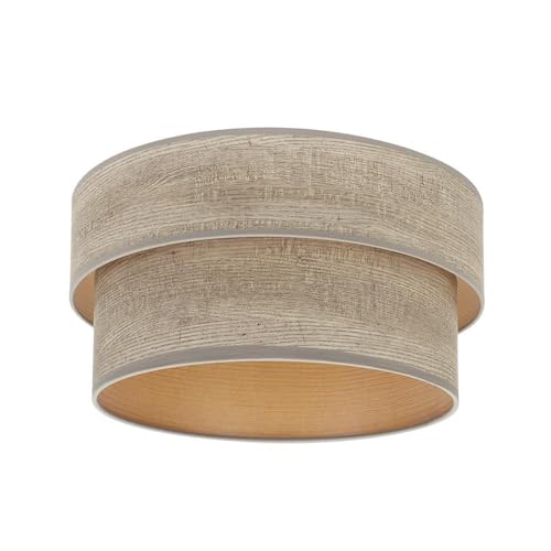 PRENDELUZ Lampenschirm für Wohnzimmer E27, graues Holz, Maße: 40 x 35 x 21 cm, ideal zur Beleuchtung und Dekoration von Innenräumen. von PRENDELUZ