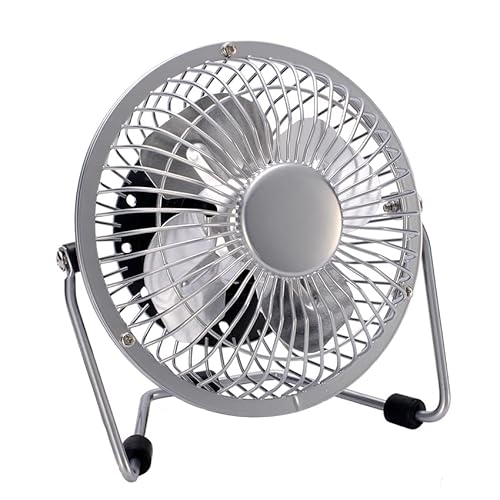 PRENDELUZ Mini-Ventilator aus Chrom für den Schreibtisch, Mini-Lüfter 2,5 W, 5 V, schwenkbar, praktischer Ventilator, USB-Stromversorgung. von PRENDELUZ