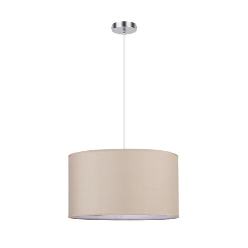 PRENDELUZ Pendelleuchte 2 x E27, Chrom/Beige, 40 x 40 cm, dekorative Beleuchtung für moderne und gemütliche Räume. von PRENDELUZ