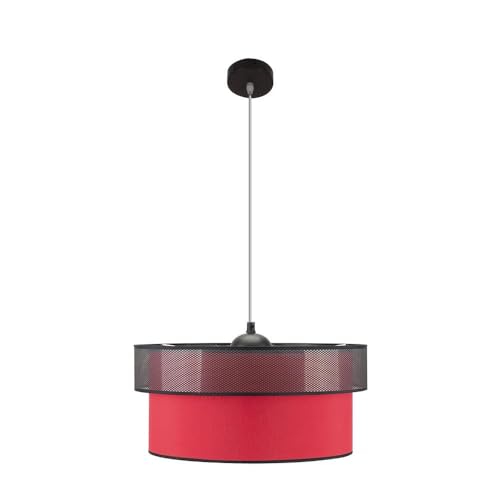 PRENDELUZ Pendelleuchte mit E27-Fassung, Maße 50 x 50 cm, Farbe schwarz und rot, ideal für Dekoration und Ambiente in Wohnungen oder gewerblichen Räumen. von PRENDELUZ