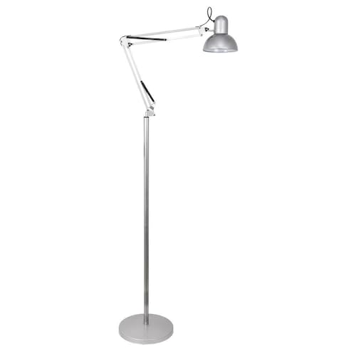 PRENDELUZ Stehleuchte, schwenkbar, 1 x E27, silberfarben, Maße: 180 x 28 x 28 cm, ideal für Beleuchtung in Wohnungen und Büros. von PRENDELUZ