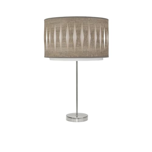 PRENDELUZ Stehtisch 1 x e27, Finish in Nickel und grauem Holz, Maße: 61 x 30 x 30 cm, ideal für dekorative und funktionale Beleuchtung in kleinen Räumen. von PRENDELUZ