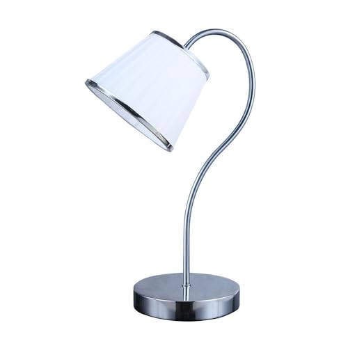 PRENDELUZ Tischleuchte 1 x E27 Chrom mit weißem Schirm, Maße 40 x 15,5 x 26 cm, ideal für dekorative und funktionale Beleuchtung in modernen Räumen. von PRENDELUZ