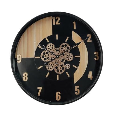 PRENDELUZ Wanduhr mit Zahnrädern, Schwarz/Buche/Gold, 59 x 59 x 8 cm, mit Bewegung, ideal zum Dekorieren und Organisieren von Räumen. PRENDELUZ Wanduhr mit Zahnrädern, Schwarz/Buche/Gold, 59 x 59 x 8 cm, mit Bewegung, ideal zum Dekorieren und Organisieren von Räumen. von PRENDELUZ