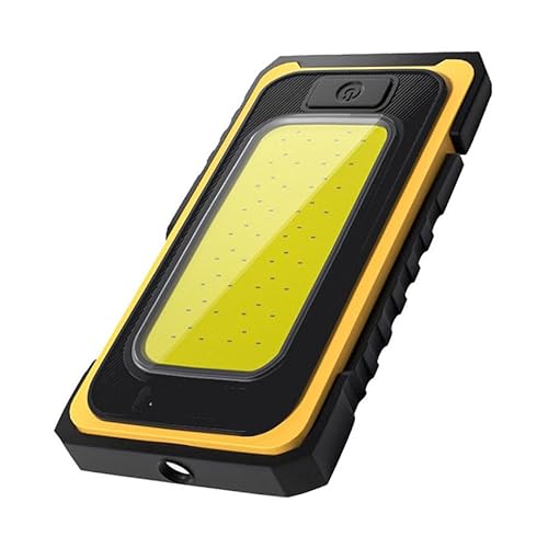PRENDELUZ Wiederaufladbare Solar-Taschenlampe mit USB, Haken und Magnet, Schwarz und Gelb, 10 W + 5 W von PRENDELUZ