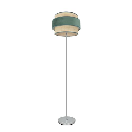 PRENDELUZ Wohnzimmerfuß 1 x E27 in Chrom und Natur-Grün, Maße: 160 x 40 x 40 cm, ideal für moderne Design- und Dekorationsleuchten. von PRENDELUZ