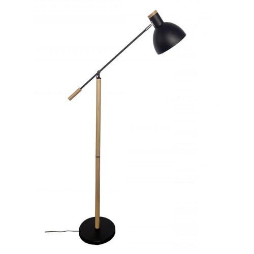 PRENDELUZ Wohnzimmerfuß 360° schwenkbar und beweglich, 1 x E27, Farbe: Schwarz und Buche, Maße: 151 x 25 x 70 cm, ideal für dekorative Beleuchtung. von PRENDELUZ
