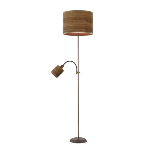 PRENDELUZ Wohnzimmerfuß mit 1 x E27 und 1 x E14, Farbe: Braun, dunkles Holz, Maße 155 x 40 x 40 cm, ideal zum Dekorieren und Beleuchten von Räumen. von PRENDELUZ