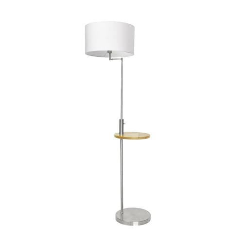 PRENDELUZ Wohnzimmerfuß mit Tisch und USB-Anschluss, 1 x E27, verchromt, mit weißem Schirm, Maße: 164 x 40 x 40 cm und 24 x 40 x 40 cm, ideal zur Beleuchtung und Dekoration von Räumen. von PRENDELUZ