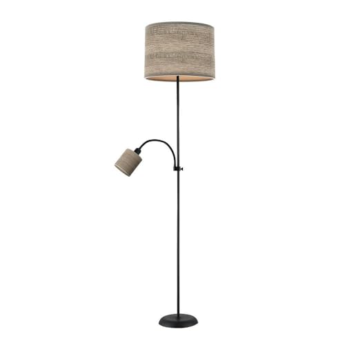 PRENDELUZ Wohnzimmerfuß schwarz und graues Holz mit Leser, 1 x E27 und 1 x E14, Maße: 155 x 40 x 40 cm, ideal zur Beleuchtung und Dekoration von Räumen. von PRENDELUZ