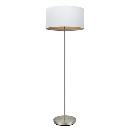 PRENDELUZ Wohnzimmertisch 1 x E27, Nickel-Finish und Weiß, helles Holz, Maße 162 x 40 x 40 cm, ideal für Dekoration und Verwendung in Wohnbereichen. von PRENDELUZ