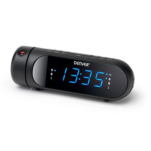 Radio - Uhr mit 180°-Projektor in Schwarz, mit Alarmfunktion, LED-Licht und modernem Design für kompakte Räume. von PRENDELUZ
