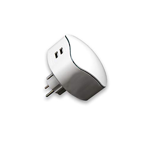 Schukostecker mit TT + 2 USB (weiß) von PRENDELUZ