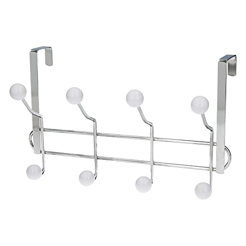 Wandgarderobe - verchromte Türgarderobe mit 4/8 Haken, weißes Finish, ideal für die Optimierung des Platzes und Organisation von Kleidungsstücken. von PRENDELUZ