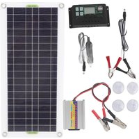 Eosnow 12V bis 220V 30W Solar-Ladepanel 220W Solar-Wechselrichter-Batterieladegert-Kit für Camping Wandern 100A von PRENFLE