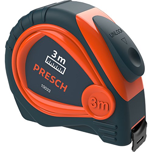 Presch Bandmaß 3m - Robustes Maßband mit stabiler Gürtelklemme und automatischem Aufrollsystem - Profi Metermaß 3 Meter Presch Bandmaß 3m - Robustes Maßband mit stabiler Gürtelklemme und automatischem Aufrollsystem - Profi Metermaß 3 Meter von PRESCH